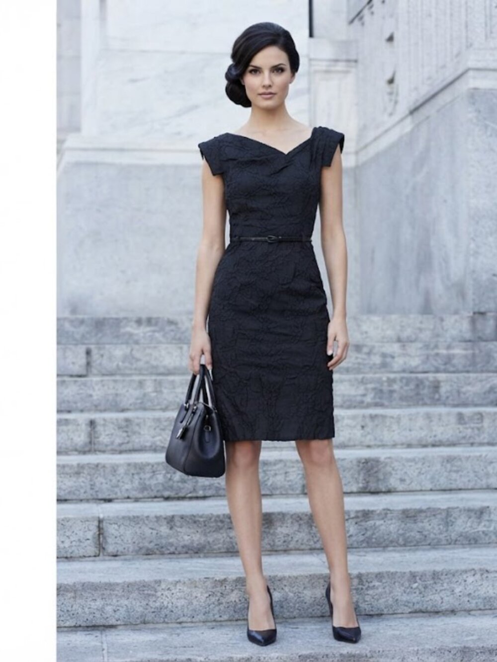 Black Halo Jackie O Textured Casual Formal Dress